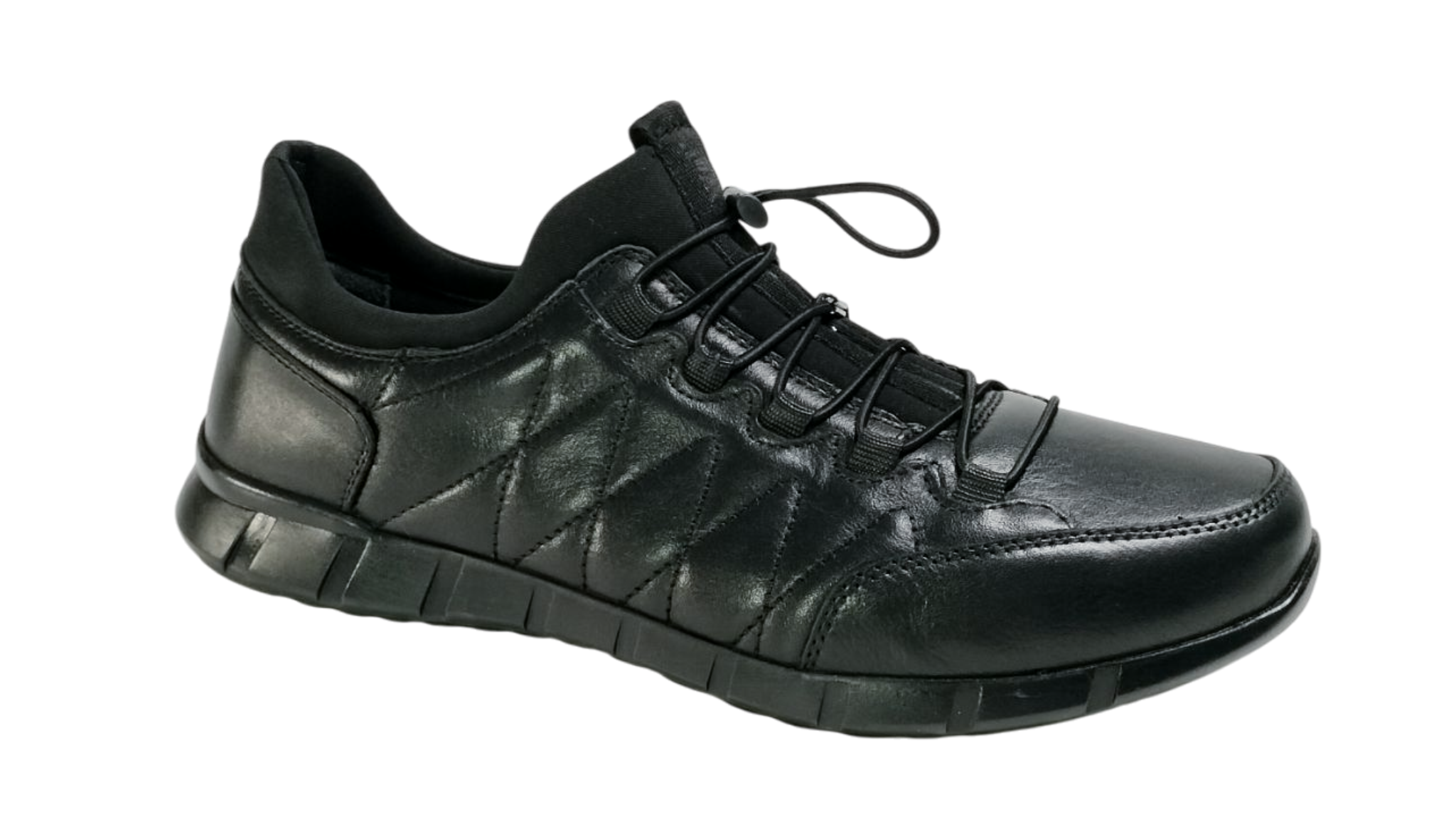 VENICE | حذاء جلد مريح برباط أسود